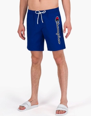 Champion Board Vertical Script Logo Shorts Herr Blå | 8709531-MI