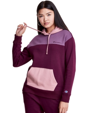 Champion Colorblock Fleece Hoodie Dam Mörklila | 2785649-UL