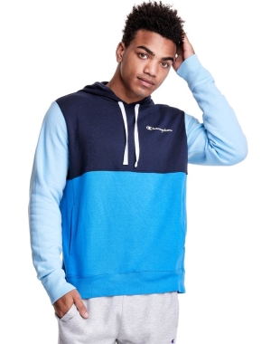 Champion Colorblock Fleece Hoodie Herr Marinblå Blå | 9102765-VH