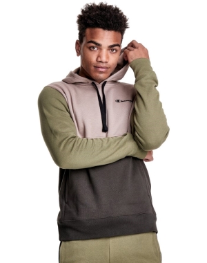 Champion Colorblock Fleece Hoodie Herr Olivgröna Svarta | 2150784-BZ