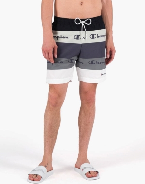 Champion Colorblock Panel Board Script Logo Shorts Herr Grå Svarta Vita | 9754021-YG