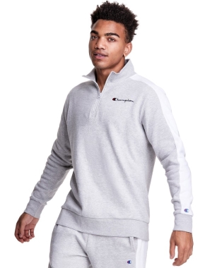 Champion Colorblock Stripe Fleece 1/4 Zip Tröjor Herr Grå | 4012687-OD