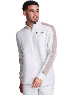 Champion Colorblock Stripe Fleece 1/4 Zip Tröjor Herr Vita | 9368507-IL