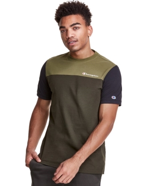 Champion Colorblock T-shirt Herr Olivgröna | 0649175-ZB