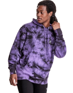 Champion Galaxy Dye Embroidered C & Script Applique Hoodie Herr Lila Svarta | 5792684-UE