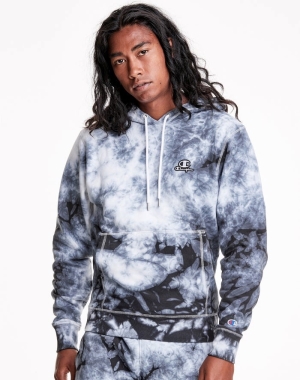 Champion Galaxy Dye Embroidered C & Script Applique Hoodie Herr Vita Svarta | 8123965-NU