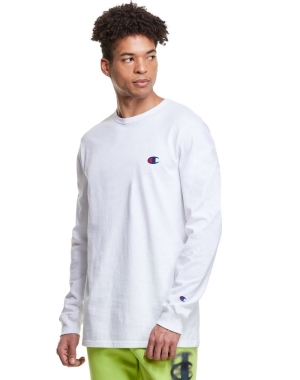 Champion Heritage Long-Sleeve Embroidered C Logo T-shirt Herr Vita | 4652017-JI