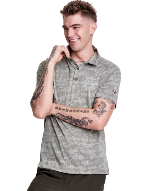 Champion Jacquard Sport Polo T-shirt Herr Grå | 3546210-TL