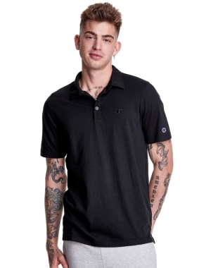 Champion Jersey Polo T-shirt Herr Svarta | 4657023-AK