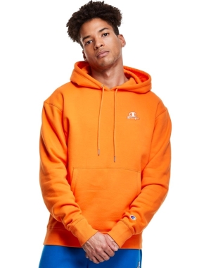 Champion Klassiska Fleece Embroidered Applique Logo Hoodie Herr Orange | 4237815-PU