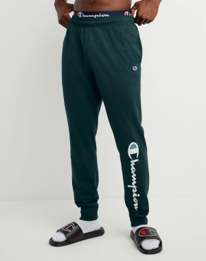 Champion Klassiska Jersey Script Logo Sweatpants Herr Mörkgröna | 8643927-AX