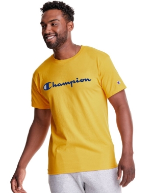 Champion Klassiska Jersey Script Logo T-shirt Herr Gula | 2639501-RH