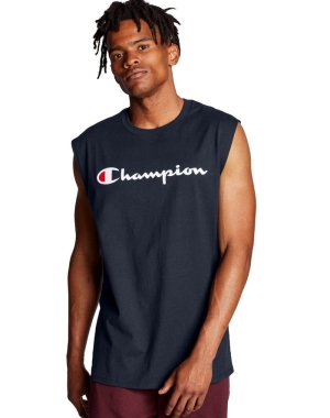 Champion Klassiska Jersey Script Logo T-shirt Herr Marinblå | 2879051-GY