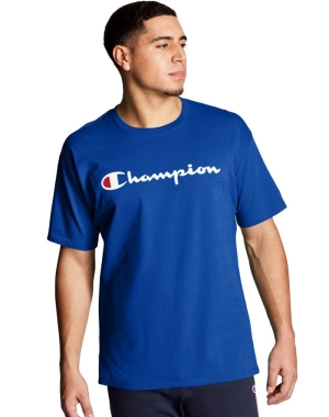 Champion Klassiska Jersey Script Logo T-shirt Herr Blå | 8745063-TH