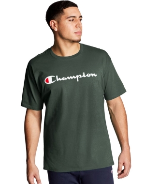 Champion Klassiska Jersey Script Logo T-shirt Herr Mörkgröna | 9602158-NW