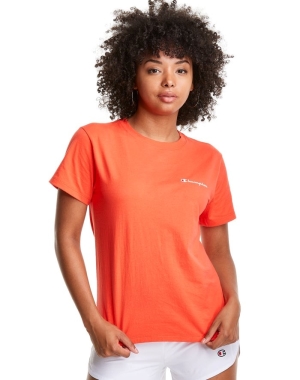 Champion Klassiska Script Logo T-shirt Dam Orange | 2019374-MP