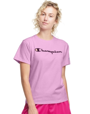 Champion Klassiska T-shirt Dam Rosa | 0348619-NJ