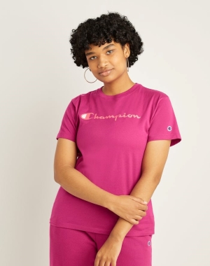 Champion Klassiska T-shirt Dam Rosa | 7106528-IG