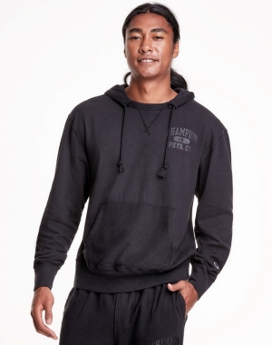 Champion Lätta Fleece V-Notch Hoodie Herr Svarta | 8679450-GX