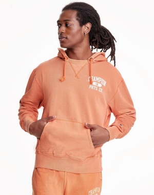 Champion Lätta Fleece V-Notch Hoodie Herr Orange | 9807254-OE