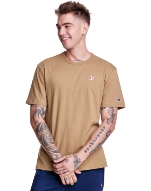 Champion Lätta Jersey C Logo T-shirt Herr Khaki | 8041296-LJ