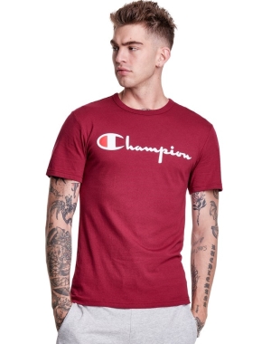 Champion Lätta Script Logo T-shirt Herr Mörkröda | 5873264-XJ