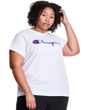 Champion Plus Lätta Script Logo T-shirt Dam Vita | 6413587-OG