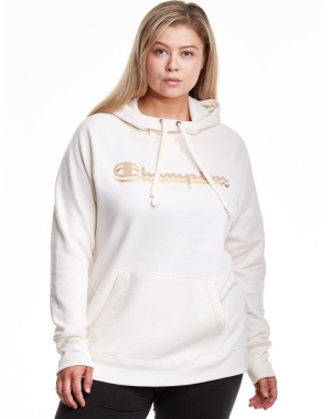 Champion Plus Powerblend Fleece Drop Shadow Foil Script Logo Hoodie Dam Vita | 7419056-WL