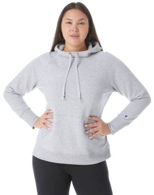 Champion Plus Powerblend Klassiska Embroidered C Logo Hoodie Dam Grå | 3806947-BA