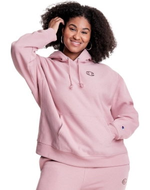 Champion Plus Reverse Weave Triple Outline Logo Hoodie Dam Rosa | 6439072-IQ