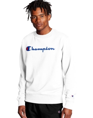 Champion Powerblend Crew Script Logo Tröjor Herr Vita | 7816432-EU