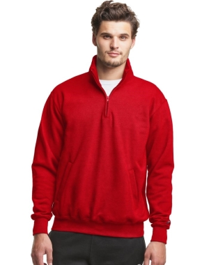 Champion Powerblend Fleece 1/4 Zip With Pockets Tröjor Herr Röda | 1426957-WF