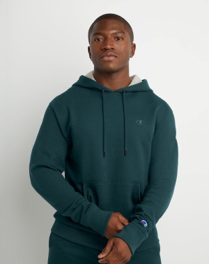 Champion Powerblend Fleece C Logo Hoodie Herr Gröna | 6371952-BE