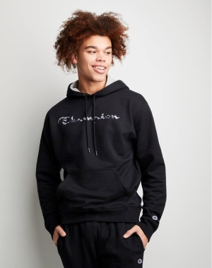 Champion Powerblend Fleece Chasing Waves Hoodie Herr Svarta | 9701523-ES