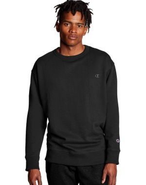 Champion Powerblend Fleece Crew C Logo Tröjor Herr Svarta | 2091467-HR