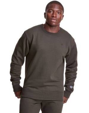 Champion Powerblend Fleece Crew C Logo Tröjor Herr Mörkolivgröna | 2530416-QP