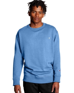 Champion Powerblend Fleece Crew C Logo Tröjor Herr Blå | 6184357-BC