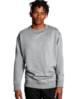 Champion Powerblend Fleece Crew C Logo Tröjor Herr Grå | 6980523-XP