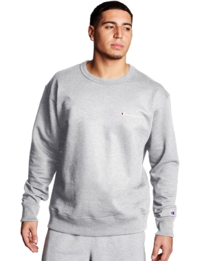 Champion Powerblend Fleece Crew Script Logo Tröjor Herr Grå | 8679402-JN