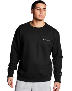 Champion Powerblend Fleece Crew Script Logo Tröjor Herr Svarta | 9176380-WM