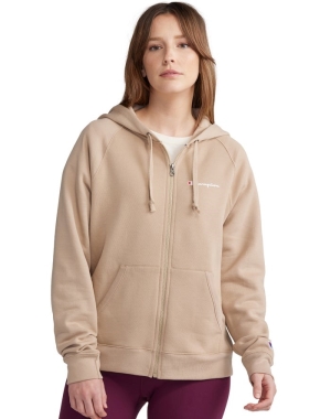 Champion Powerblend Fleece Full Zip Hoodie Dam Khaki | 7281450-EP