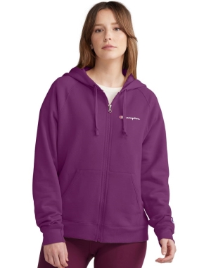 Champion Powerblend Fleece Full Zip Hoodie Dam Mörklila | 8607195-PE