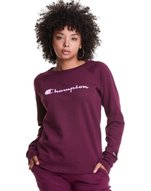 Champion Powerblend Fleece Klassiska Crew Script Logo T-shirt Dam Mörklila | 3804795-XI