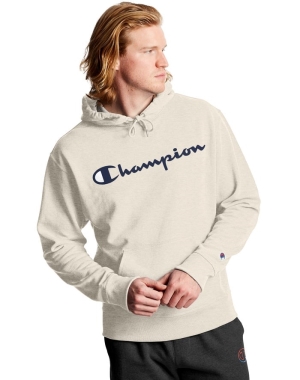 Champion Powerblend Fleece Script Logo Hoodie Herr Grädde | 0427598-SF