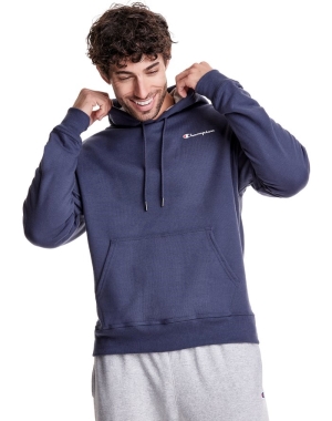 Champion Powerblend Fleece Script Logo Hoodie Herr Blå | 2170835-SW