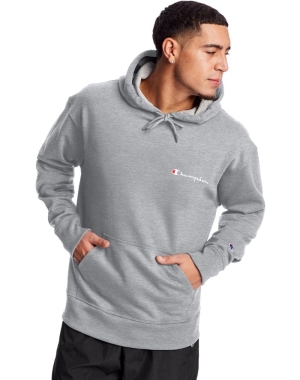 Champion Powerblend Fleece Script Logo Hoodie Herr Grå | 7312896-ZT