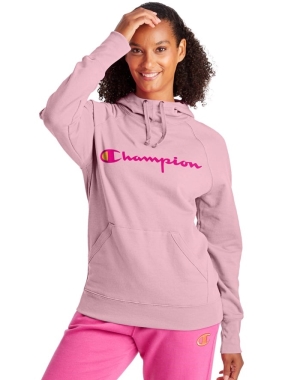 Champion Powerblend Fleece Script Logo Jacka Dam Rosa | 5983162-GF