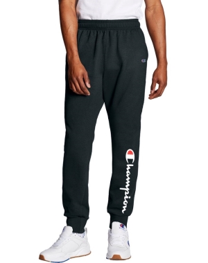 Champion Powerblend Fleece Script Logo Sweatpants Herr Svarta | 3067918-RU