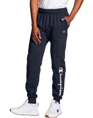 Champion Powerblend Fleece Script Logo Sweatpants Herr Marinblå | 6274985-RY