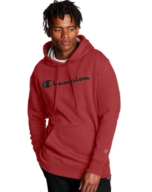 Champion Powerblend Script Logo Hoodie Herr Röda | 0853614-MQ